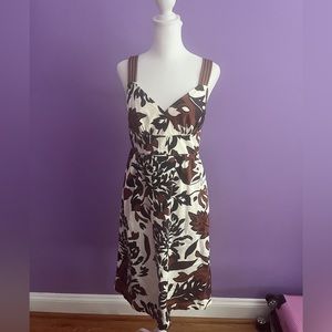 Summer brown floral print dress
